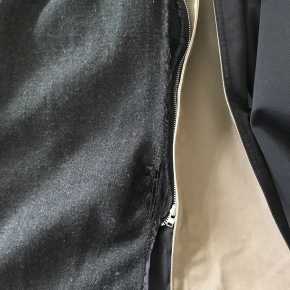 MISTY Harbor Black & Tan Cotton Trench Coat Removable Wool Lining Size 6P Petite - Picture 8 of 8